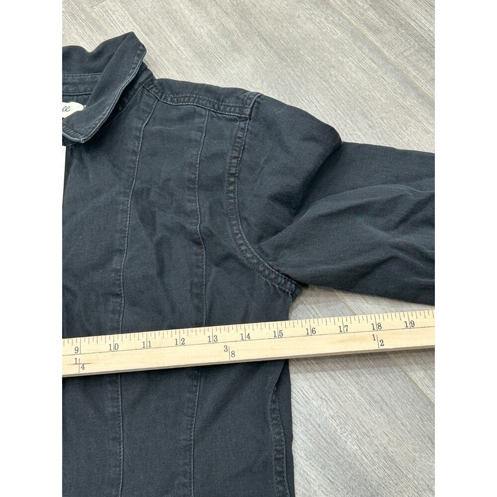 Madewell Womens Washed Black Denim Seamed Button Front Mini Shirt Dress Sz 4 NWT - Picture 7 of 9